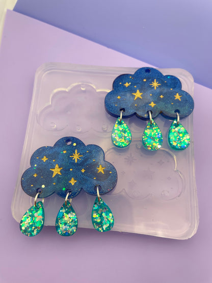 Starry Sky Rainy Clouds Dangle Drop Earring Mold