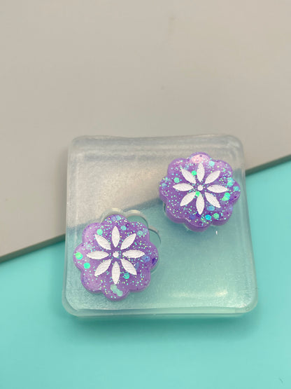 Engraved Japanese flower stud / dangle Earring Mold