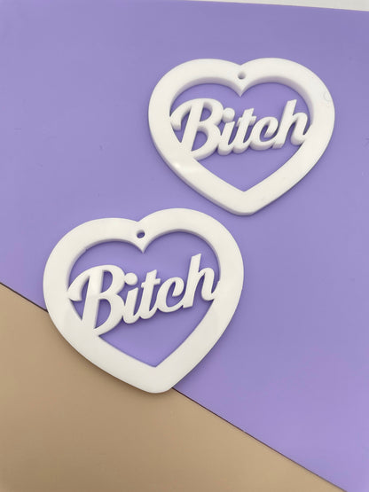 5cm Bitch Swear word Heart Dangle Earring Mold