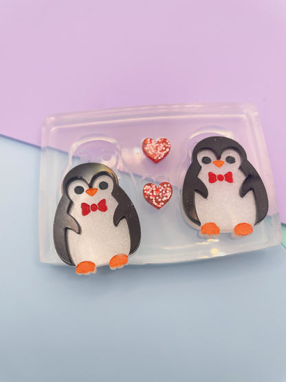 3cm Cute Penguin Multi-use Brooch Dangle Earring Mold