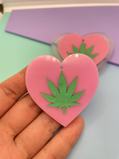 5 cm Marijuana Weed Cannabis Heart Dangle Earring Keychain Mold