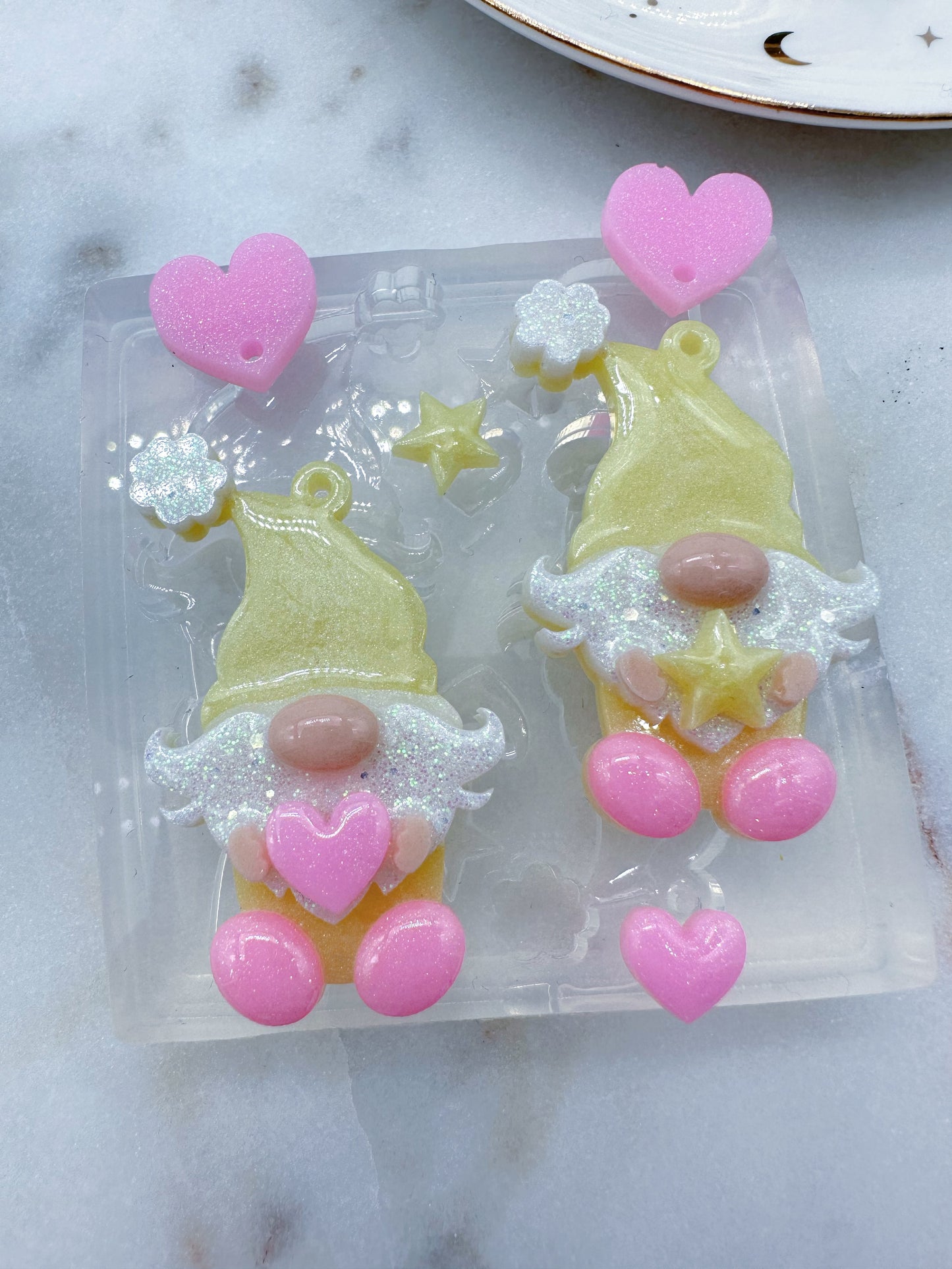 3D Little Gnome Dangle Earring Mold with festival add-ons
