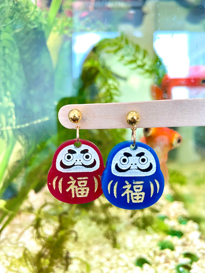 Small Japanese Daruma Wish Dolls New Year Dangle Earring Mold