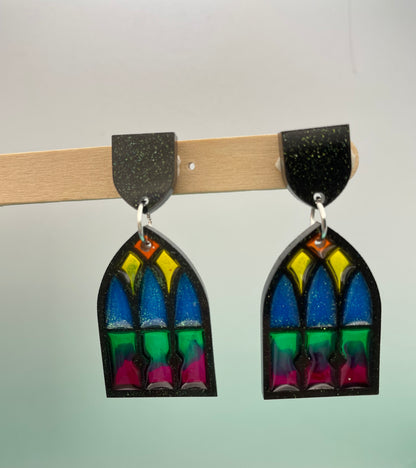 Stained glass Cathedral window frame dangle earring mold