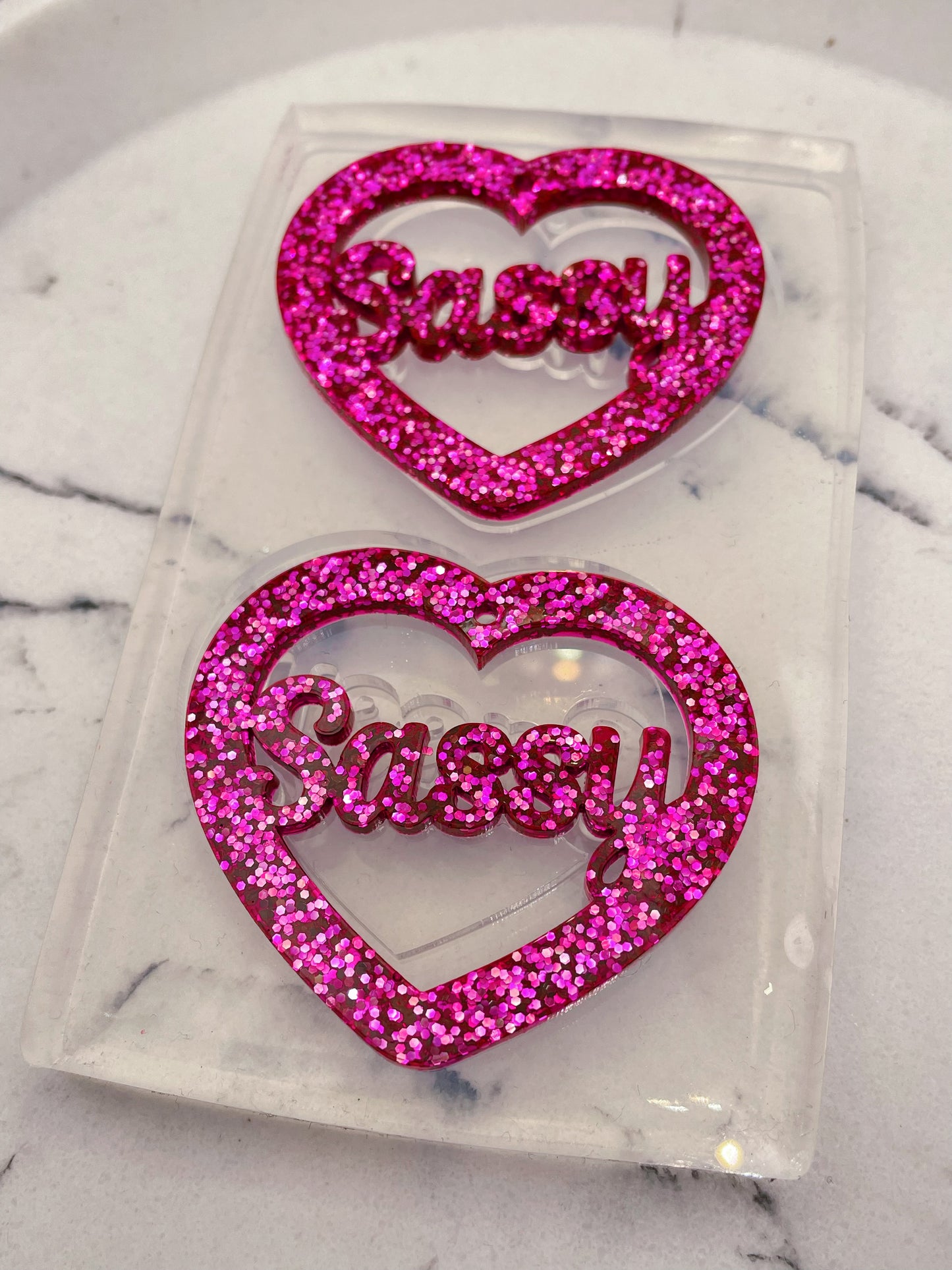 5cm Sassy Slogan Heart Dangle Earring Mold