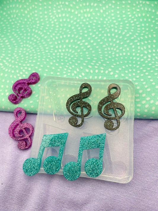 Music Notation Treble Clef Quaver Note Earring Mold